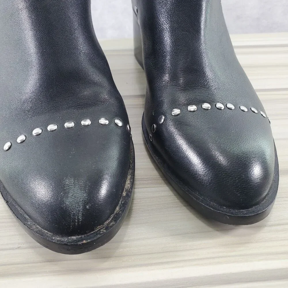 Sz 7 Steve Madden Conspire Booties Black Studs Studded Leather Ankle Boots